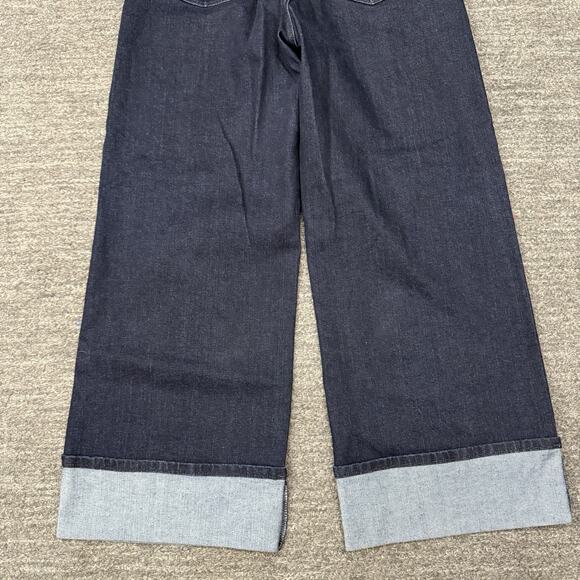 Joes Jeans Women 29 High Rise Wide Leg Cuffed Trixie Don't Worry Dark Wash Denim - Picture 10 of 11